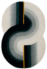 Modern Eclipse Curve Black Hand Tufted 4x6 Wool Rug