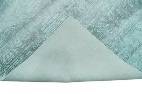 Modern Floral Design Teal Hand Loom Wool and Bamboo Silk 6x10 Area Rug