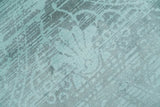 Modern Floral Design Teal Hand Loom Wool and Bamboo Silk 6x10 Area Rug
