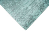 Modern Floral Design Teal Hand Loom Wool and Bamboo Silk 6x10 Area Rug