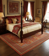 Modern Floral Orange 8x10 Hand Knotted wool Area Rug