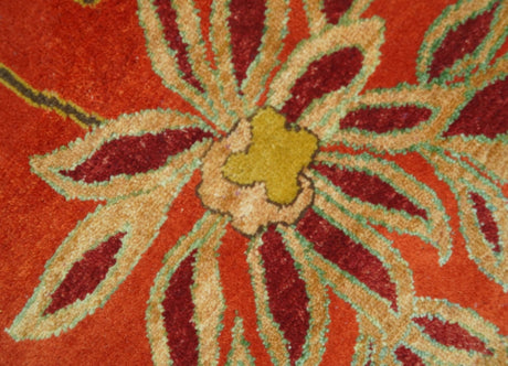 Modern Floral Orange 8x10 Hand Knotted wool Area Rug