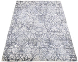Modern Floral Silver And Ivory Hand Loom Viscose 5x8 Area Rug