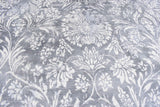 Modern Floral Silver And Ivory Hand Loom Viscose 5x8 Area Rug