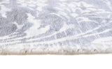 Modern Floral Silver And Ivory Hand Loom Viscose 5x8 Area Rug