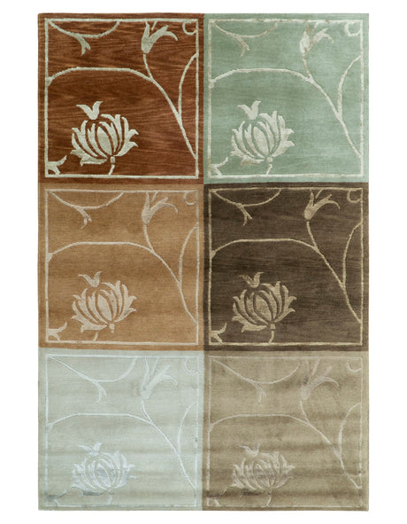 Modern Floral Style Multicolor 4x6 Hand Knotted Wool Area Rug