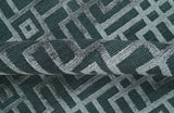 Modern Geometric Design Dark Teal And Silver 8x10 Hand Knotted Wool And Art Silk Rug