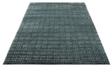 Modern Geometric Design Dark Teal And Silver 8x10 Hand Knotted Wool And Art Silk Rug-Area Rug-Parc Decor