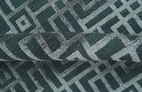 Modern Geometric Design Dark Teal And Silver 8x10 Hand Knotted Wool And Art Silk Rug-Area Rug-Parc Decor