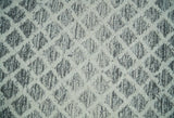 Modern Geometric Ivory and Charcoal Abstract Hand Tufted Natural Wool Multi Size Area Rug
