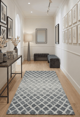Modern Geometric Ivory and Charcoal Hand Tufted Natural Wool Area Rug