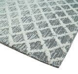 Modern Geometric Ivory and Charcoal Hand Tufted Natural Wool Area Rug