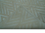 Modern Geometric Pattern Ivory And Beige Hand Knotted 9x12 Area Rug