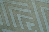 Modern Geometric Pattern Ivory And Beige Hand Knotted 9x12 Area Rug