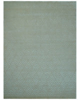 Modern Geometric Pattern Ivory And Beige Hand Knotted 9x12 Area Rug