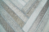 Modern Geometric Silver and Ivory Striped Genuine leather Pillow, Cushion | PL18