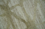 Modern Geometrical 5.3x7.8 Ivory and Beige Hand Knotted wool area rug