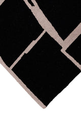 Modern Geometrical Black Hand Tufted Wool Area Rug