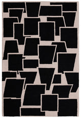 Modern Geometrical Black Hand Tufted Wool Area Rug