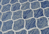 Modern Geometrical Blue Hand Tufted Wool 5x8 Area Rug