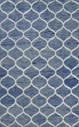 Modern Geometrical Blue Hand Tufted Wool 5x8 Area Rug
