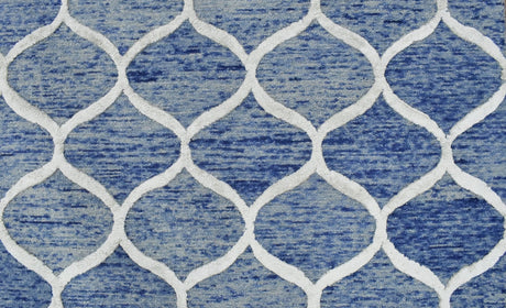 Modern Geometrical Blue Hand Tufted Wool 5x8 Area Rug
