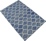 Modern Geometrical Blue Hand Tufted Wool 5x8 Area Rug
