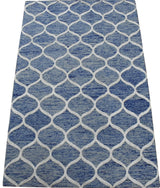 Modern Geometrical Blue Hand Tufted Wool 5x8 Area Rug