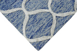 Modern Geometrical Blue Hand Tufted Wool 5x8 Area Rug