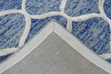 Modern Geometrical Blue Hand Tufted Wool 5x8 Area Rug