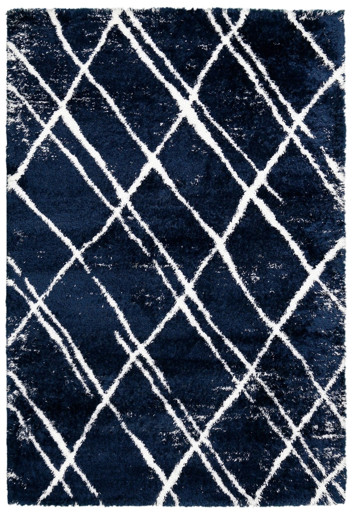 Modern Geometrical Blue Machine Woven 5x7 Area Rug