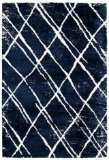 Modern Geometrical Blue Machine Woven 5x7 Area Rug