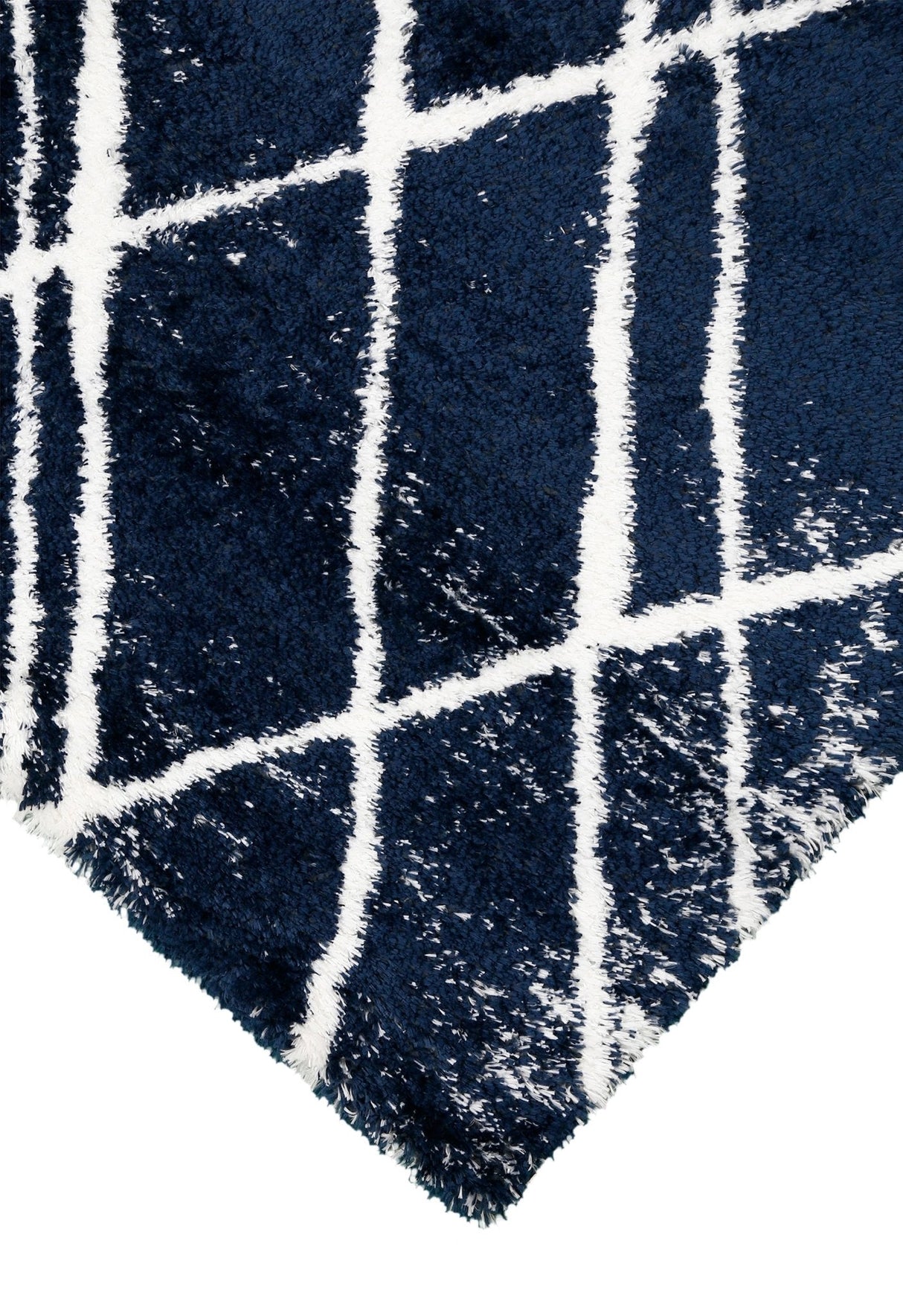 Modern Geometrical Blue Machine Woven 5x7 Area Rug
