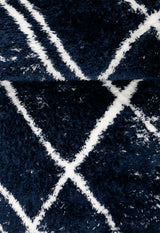 Modern Geometrical Blue Machine Woven 5x7 Area Rug