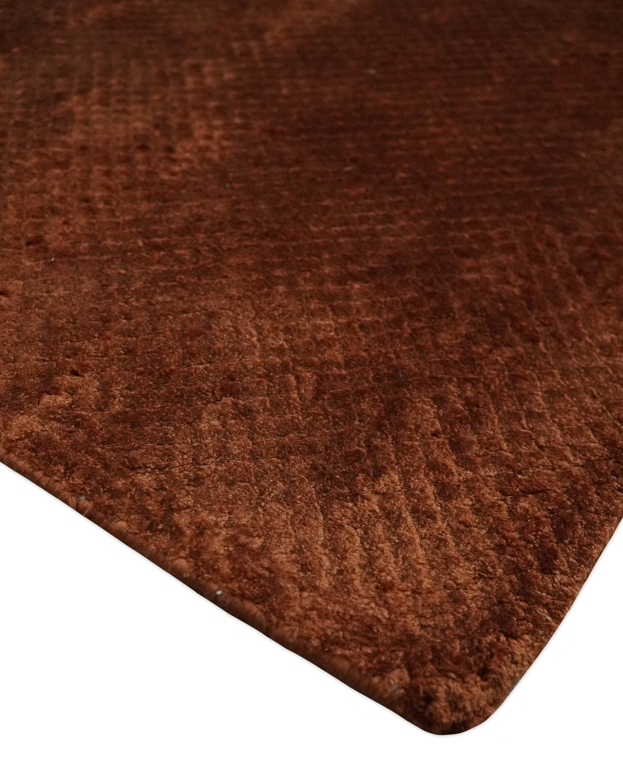 Modern Geometrical Cross Square Hand Made 2x3 Brown Art silk Area Rug-Area Rug-Parc Decor