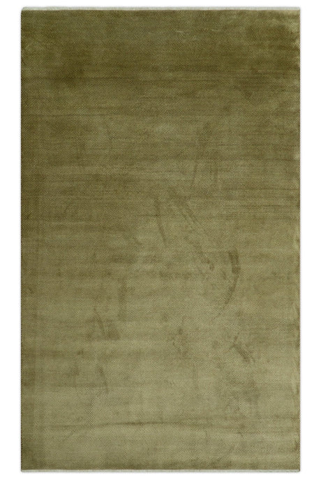 Modern Geometrical Design Beige And Brown 6x10 Hand Knotted Wool Rug