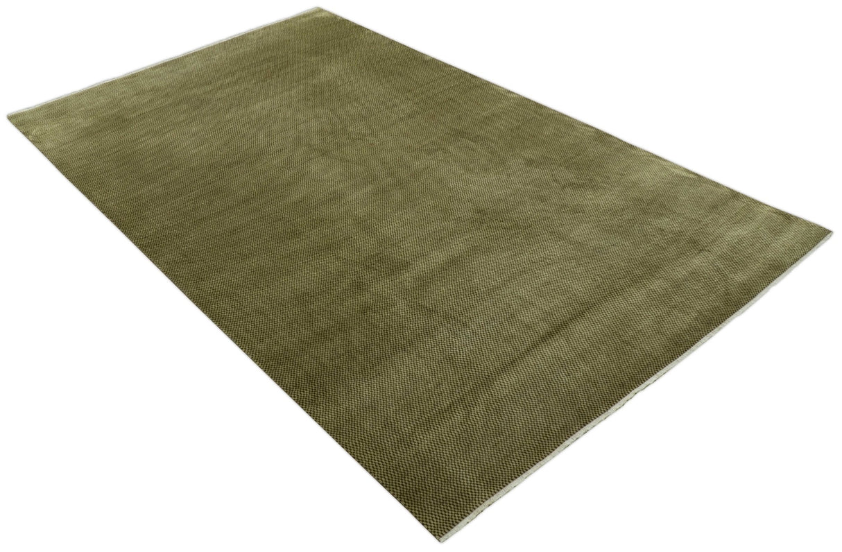 Modern Geometrical Design Beige And Brown 6x10 Hand Knotted Wool Rug