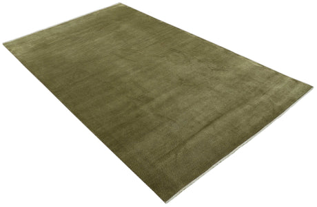 Modern Geometrical Design Beige And Brown 6x10 Hand Knotted Wool Rug