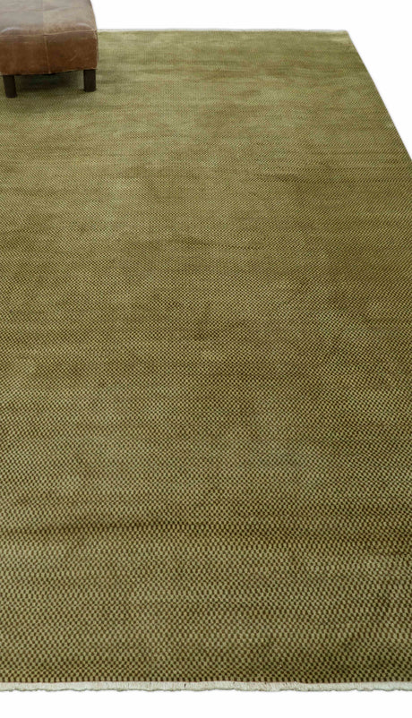 Modern Geometrical Design Beige And Brown 6x10 Hand Knotted Wool Rug