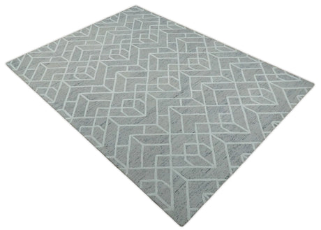 Modern Geometrical Design Hand Tufted Wool Area Rug