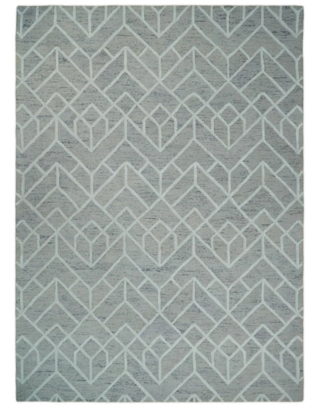Modern Geometrical Design Hand Tufted Wool Area Rug