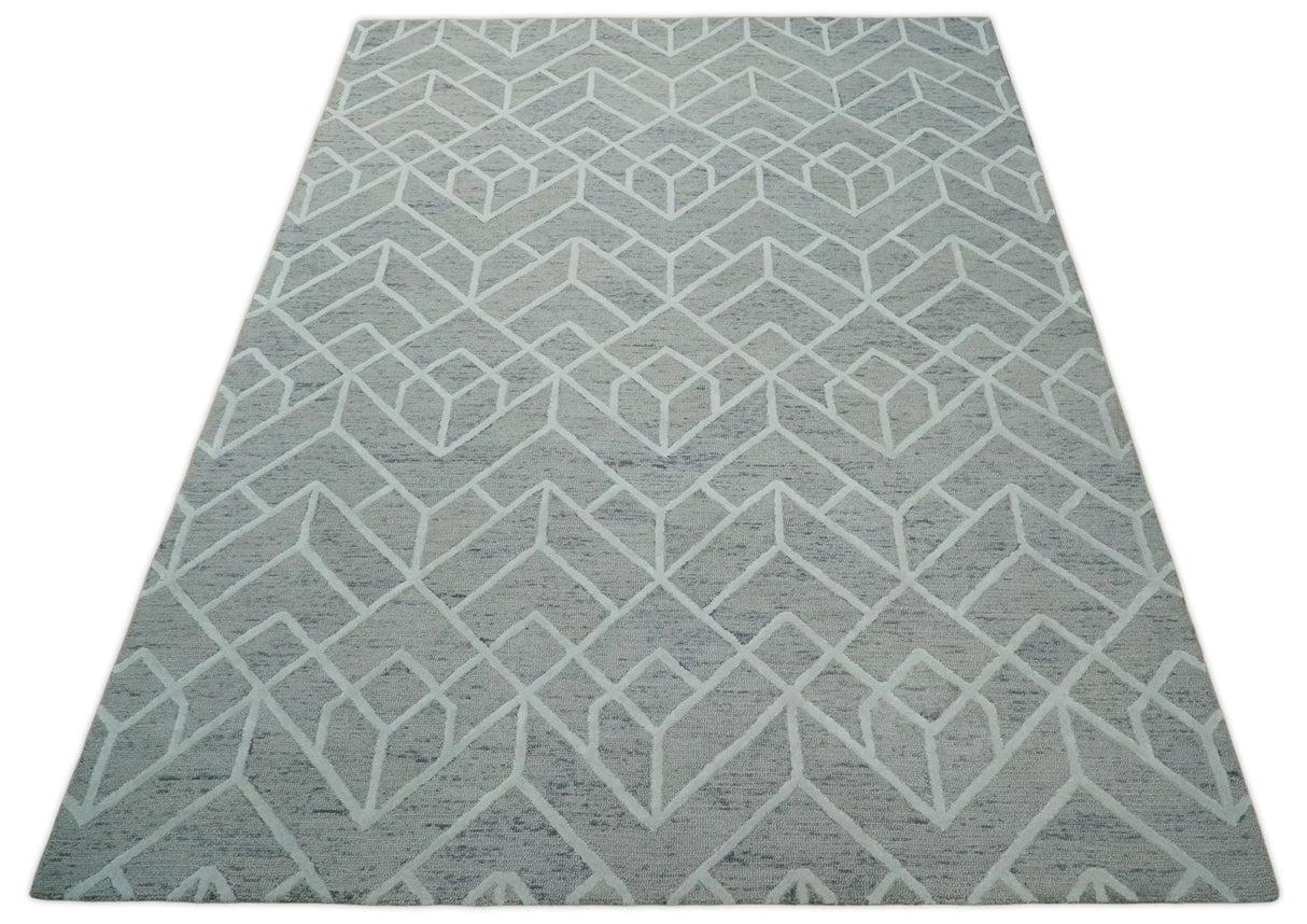 Modern Geometrical Design Hand Tufted Wool Area Rug