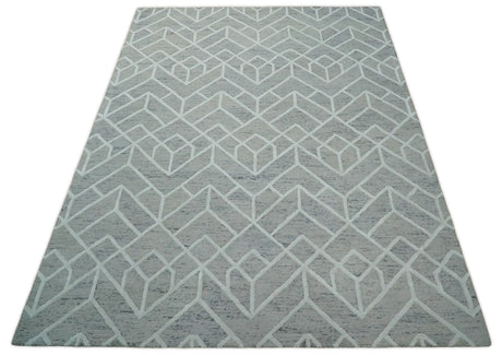Modern Geometrical Design Hand Tufted Wool Area Rug