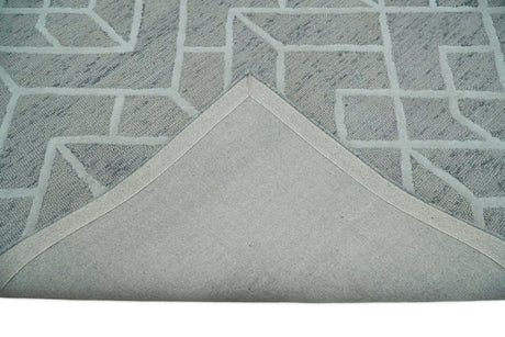 Modern Geometrical Design Hand Tufted Wool Area Rug