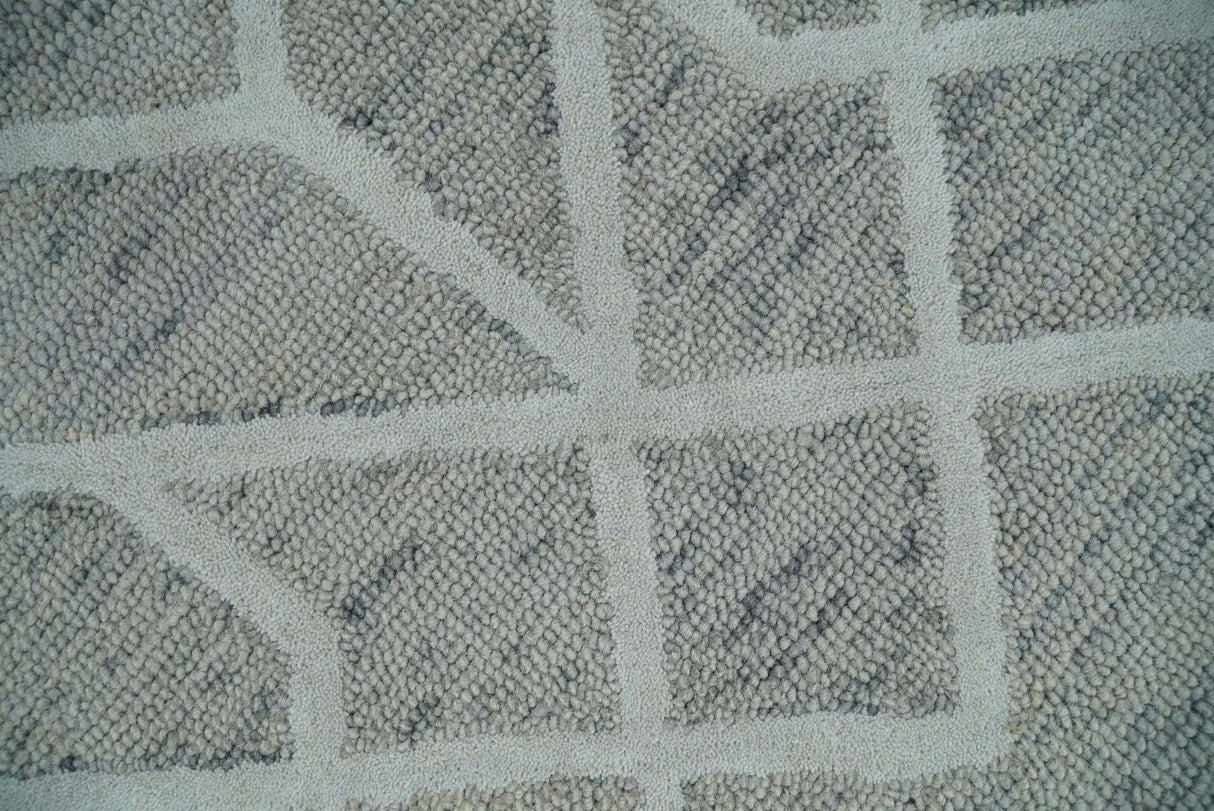 Modern Geometrical Design Hand Tufted Wool Area Rug