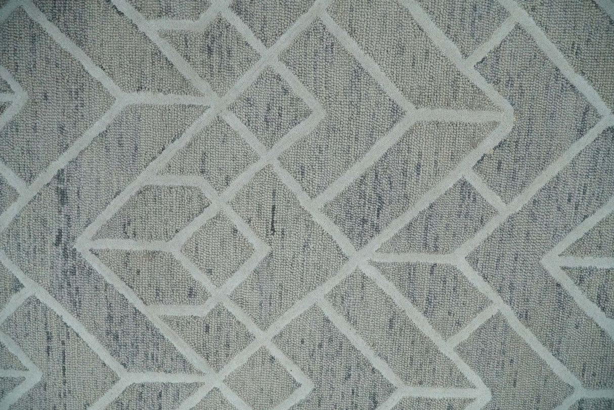 Modern Geometrical Design Hand Tufted Wool Area Rug