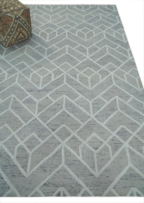 Modern Geometrical Design Hand Tufted Wool Area Rug