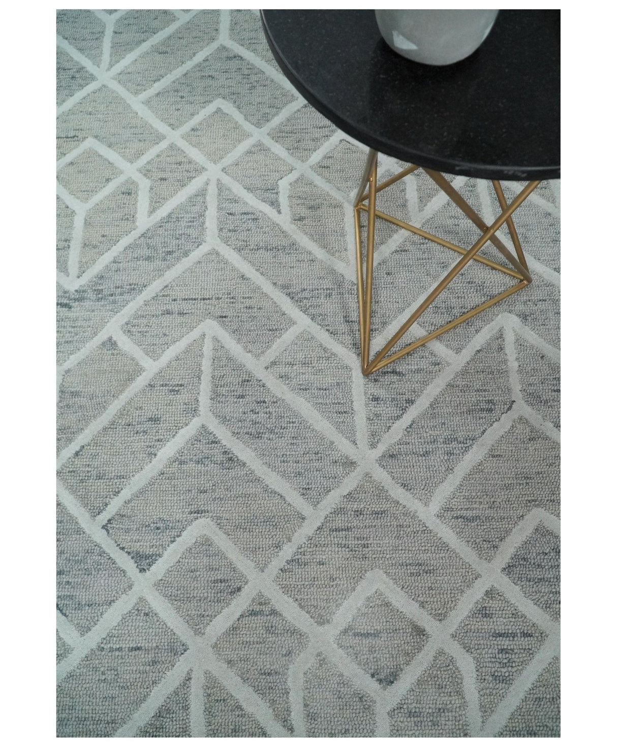 Modern Geometrical Design Hand Tufted Wool Area Rug