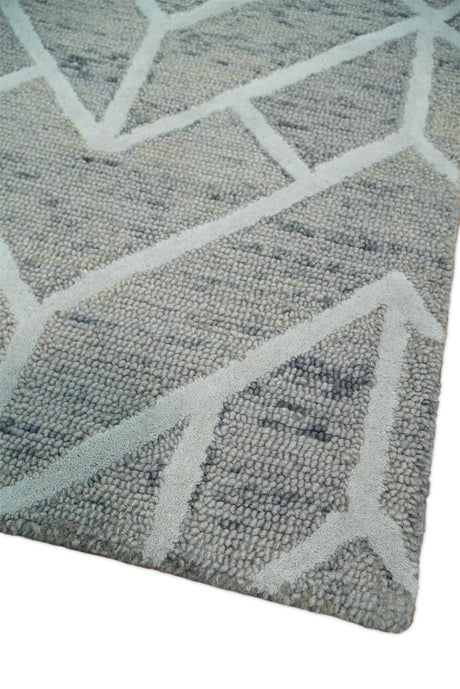 Modern Geometrical Design Hand Tufted Wool Area Rug