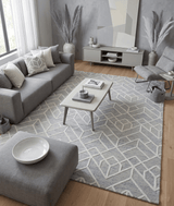 Modern Geometrical Design Hand Tufted Wool Area Rug